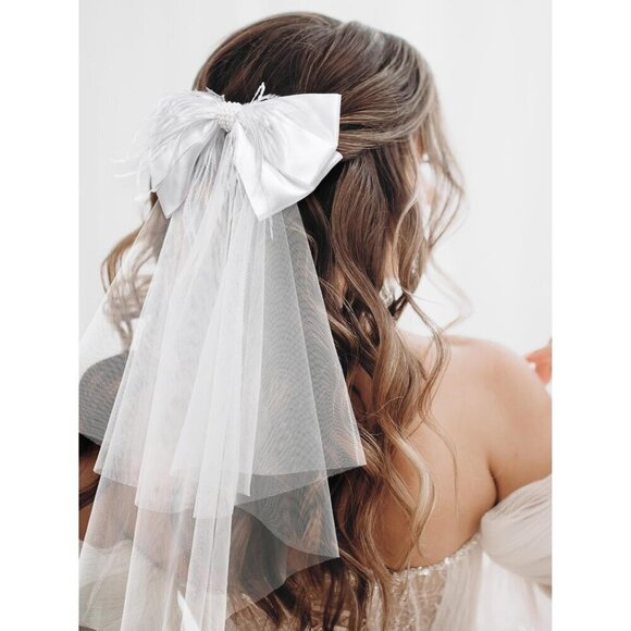 ? Women White Clip Bachelorette Party Decorations Pearl Bow Accessories main image 4